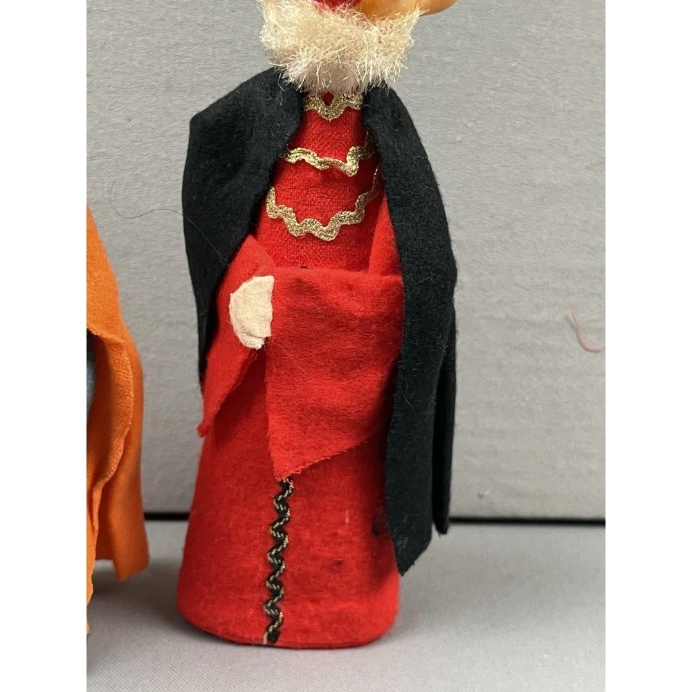 Vintage Christmas Pixie Elf 3 Wisemen 3 Kings Brite Star Plastic Face Japan RARE